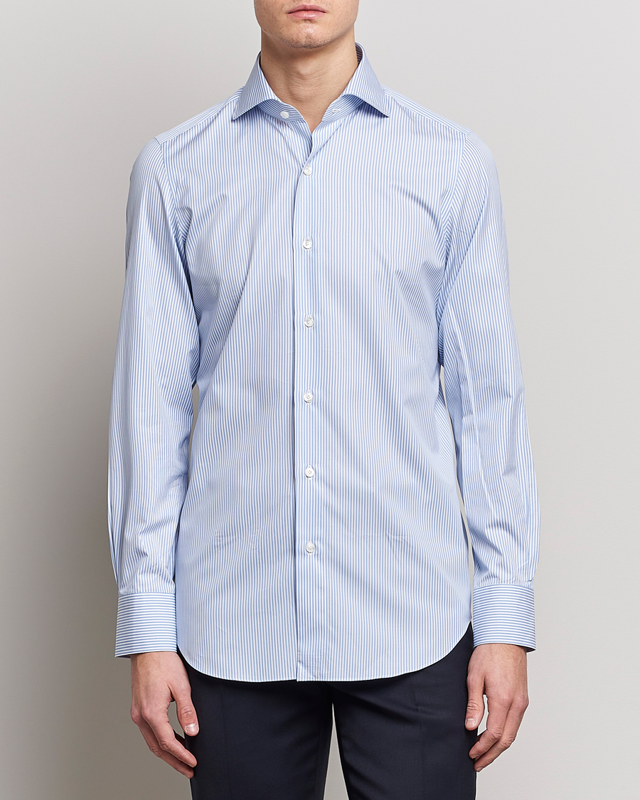 Herren | Italian Department | Finamore Napoli | Milano Slim Fit Classic Shirt Blue