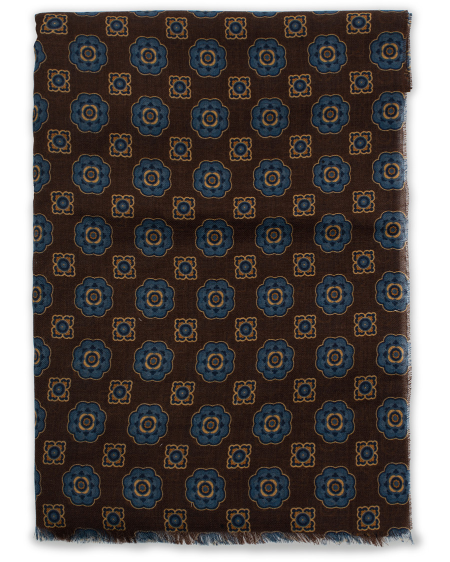Herren | Altea Medallion Printed Wool Scarf Brown | Altea | Medallion Printed Wool Scarf Brown