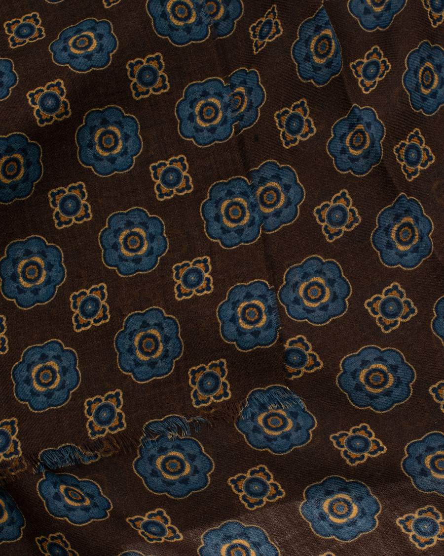 Herren | Altea Medallion Printed Wool Scarf Brown | Altea | Medallion Printed Wool Scarf Brown