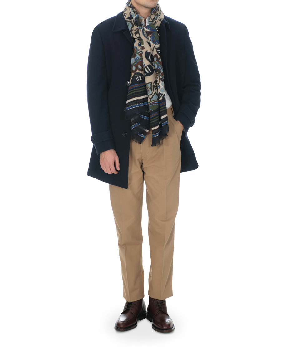 Herren | Altea Flower Printed Wool Scarf Ivory | Altea | Flower Printed Wool Scarf Ivory