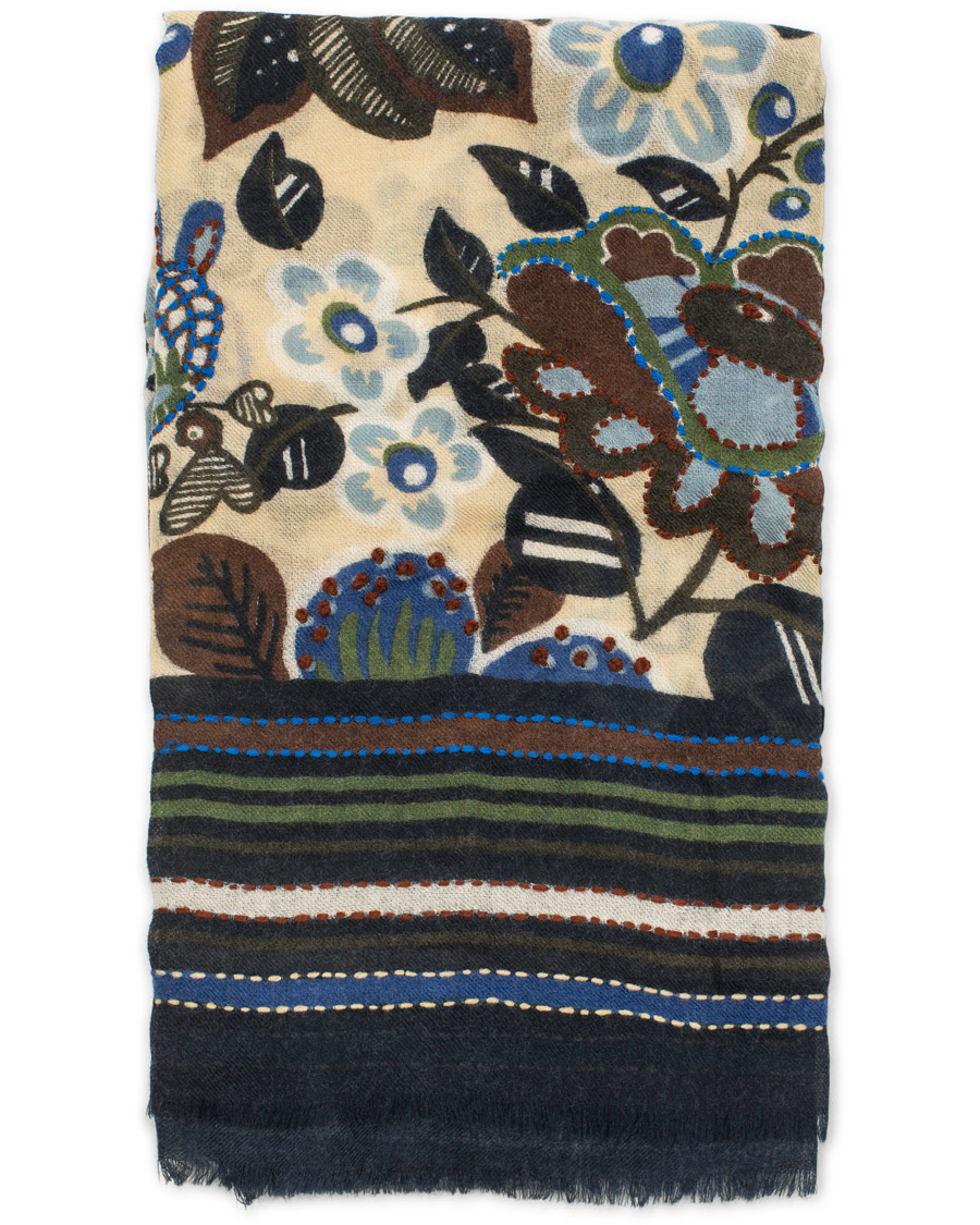 Herren | Altea Flower Printed Wool Scarf Ivory | Altea | Flower Printed Wool Scarf Ivory