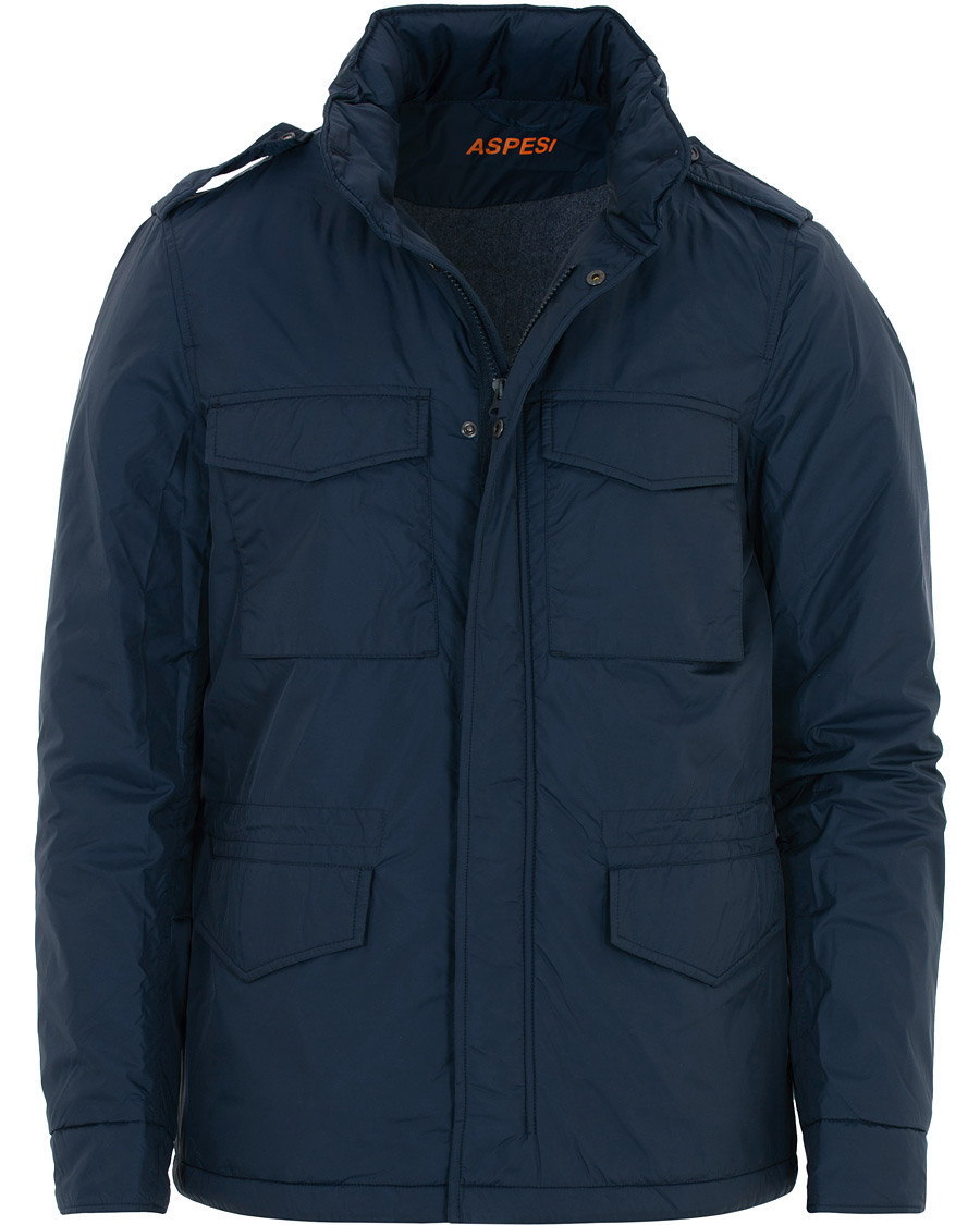 Herren | Jacken | Aspesi | Minifield Wool Lined Field Jacket Dark Blue