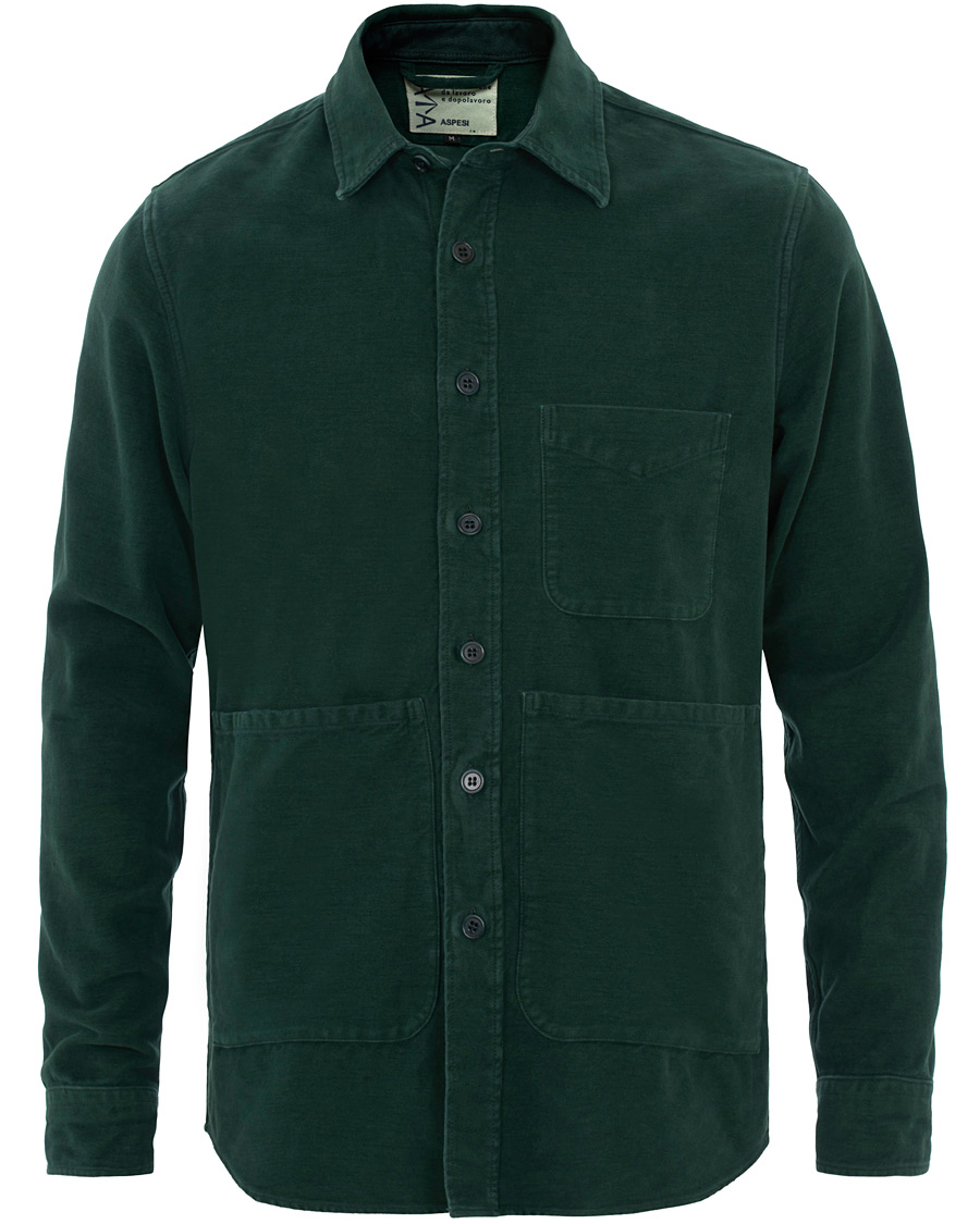 Herren | Hemden | Aspesi | Garment Dyed Cotton Shirt Jacket Dark Green