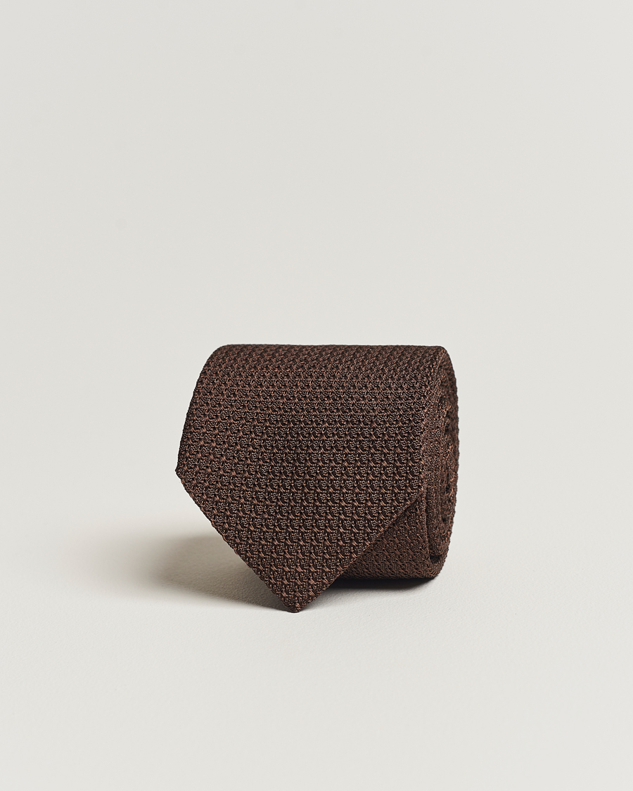 Herren | Amanda Christensen Silk Grenadine 8 cm Tie Brown | Amanda Christensen | Silk Grenadine 8 cm Tie Brown