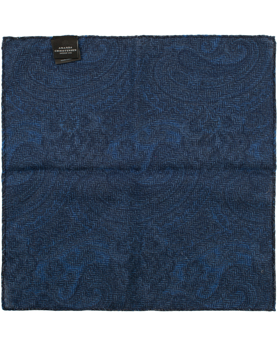Herren | Amanda Christensen Wool Doublefaced Printed Paisley Pocket Square Blue | Amanda Christensen | Wool Doublefaced Printed Paisley Pocket Square Blue