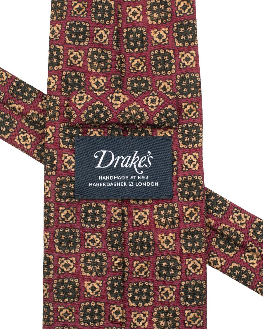 Herren | Drake's Wool Printed Tie 8 cm Purple | Drake's | Wool Printed Tie 8 cm Purple
