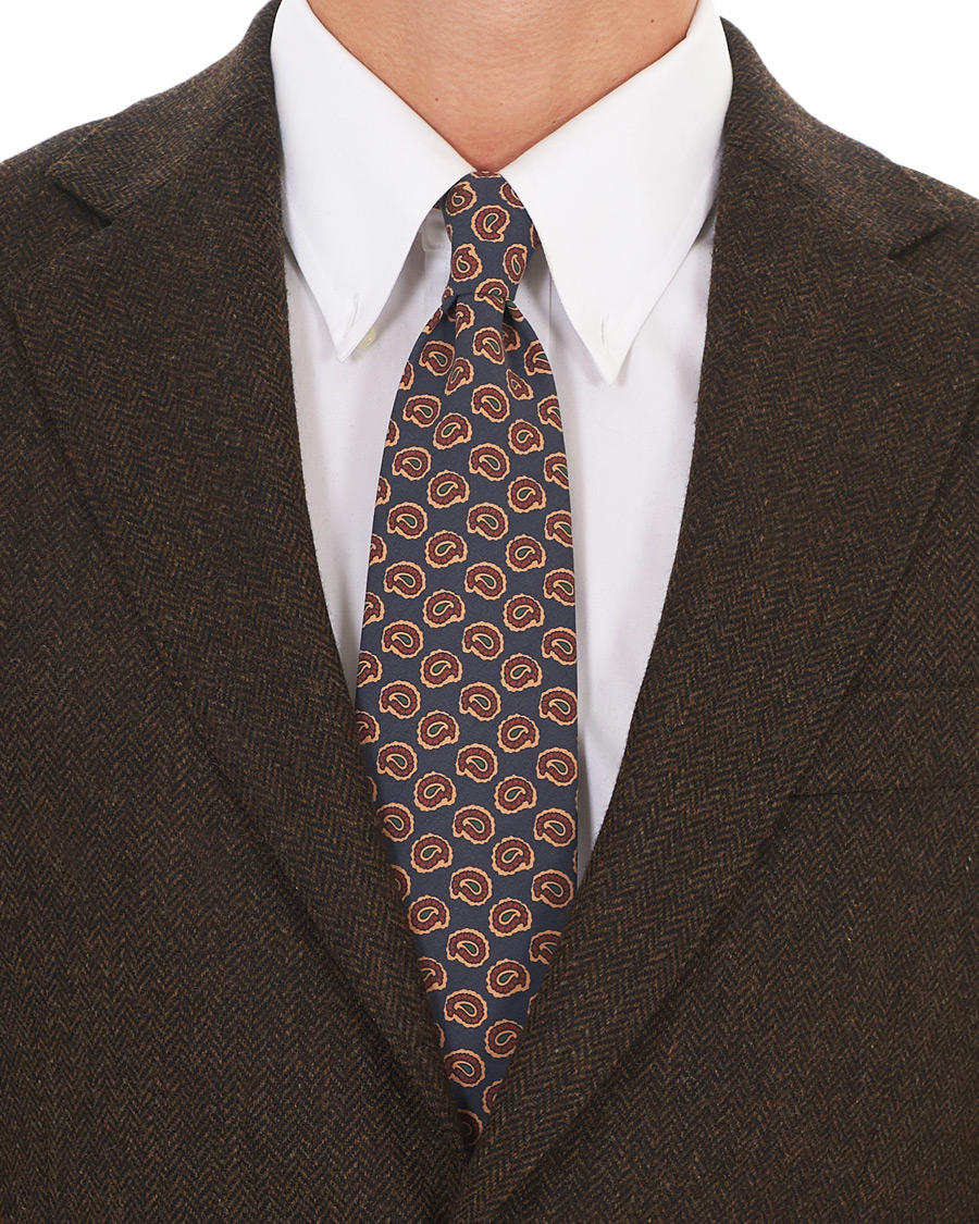 Herren | Drake's Washed Silk Printed Paisley Tie 8 cm Blue | Drake's | Washed Silk Printed Paisley Tie 8 cm Blue