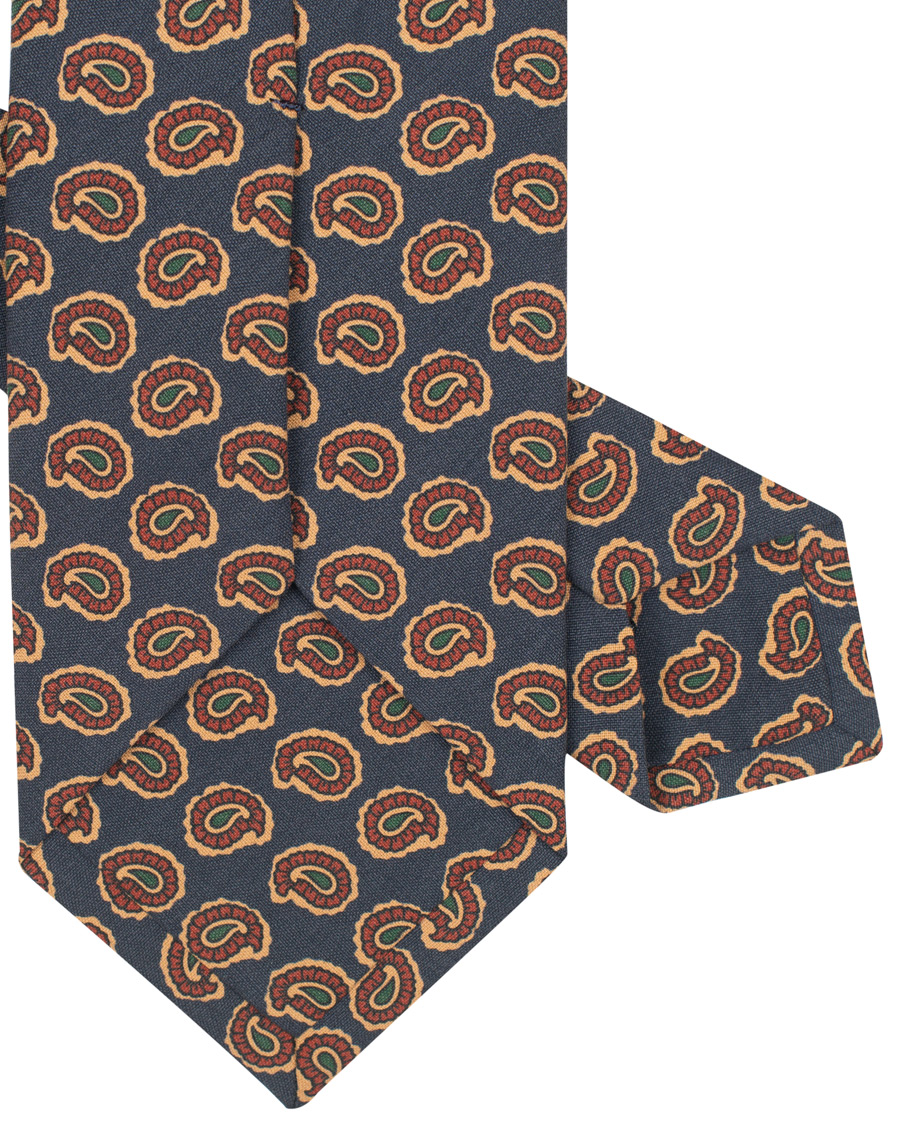 Herren | Drake's Washed Silk Printed Paisley Tie 8 cm Blue | Drake's | Washed Silk Printed Paisley Tie 8 cm Blue
