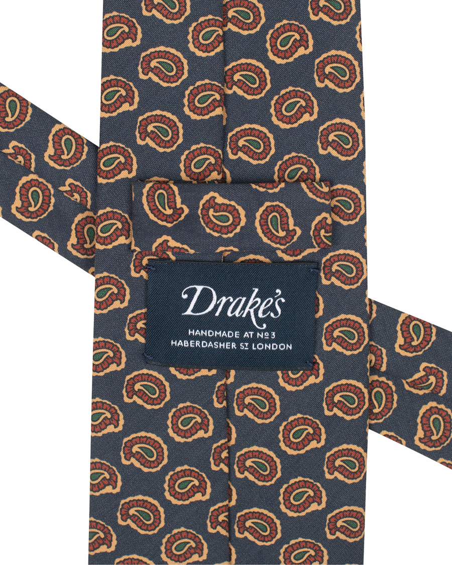 Herren | Drake's Washed Silk Printed Paisley Tie 8 cm Blue | Drake's | Washed Silk Printed Paisley Tie 8 cm Blue