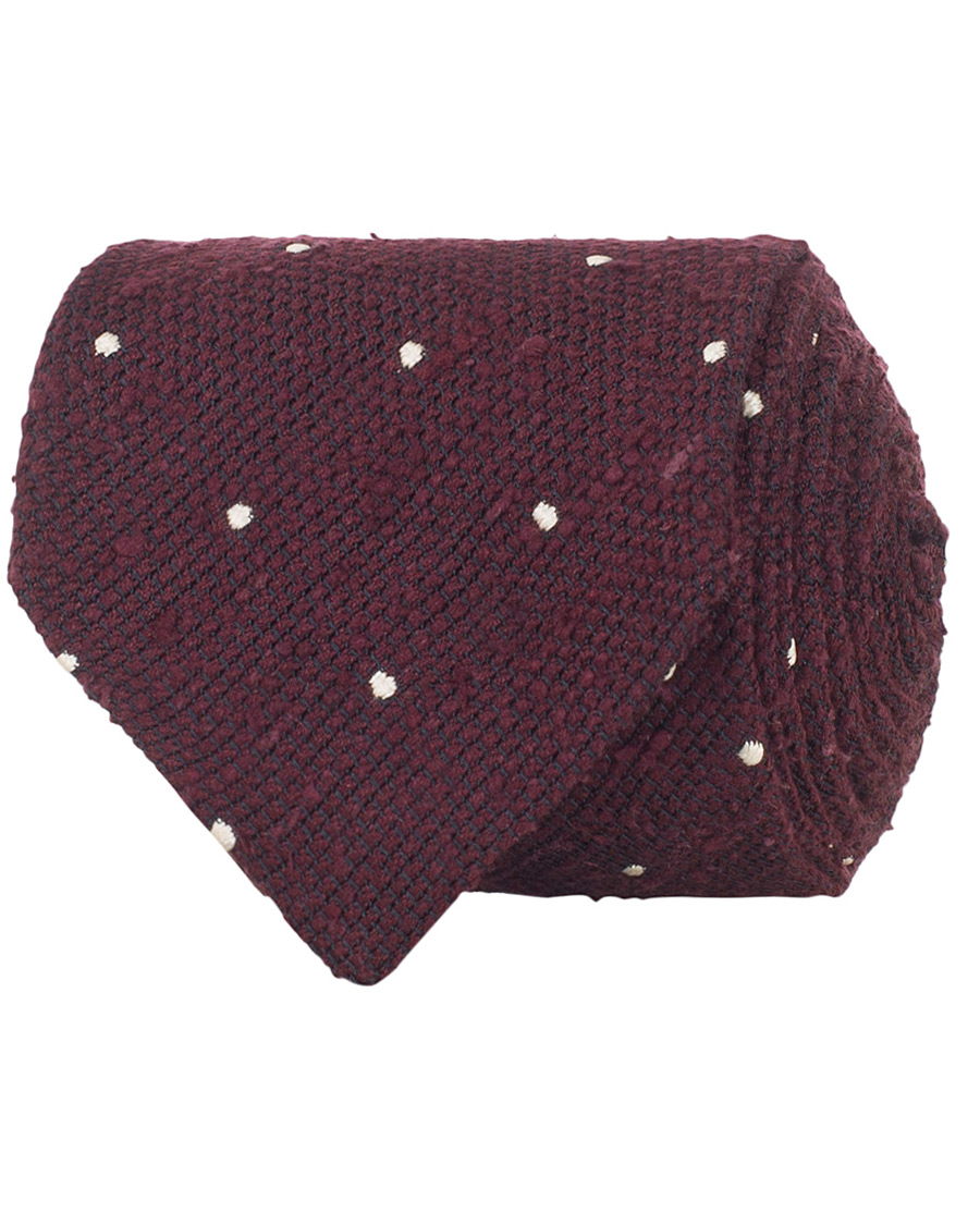 Herren | Drake's Woven Silk Grenadine Dot Tie 8 cm Wine | Drake's | Woven Silk Grenadine Dot Tie 8 cm Wine