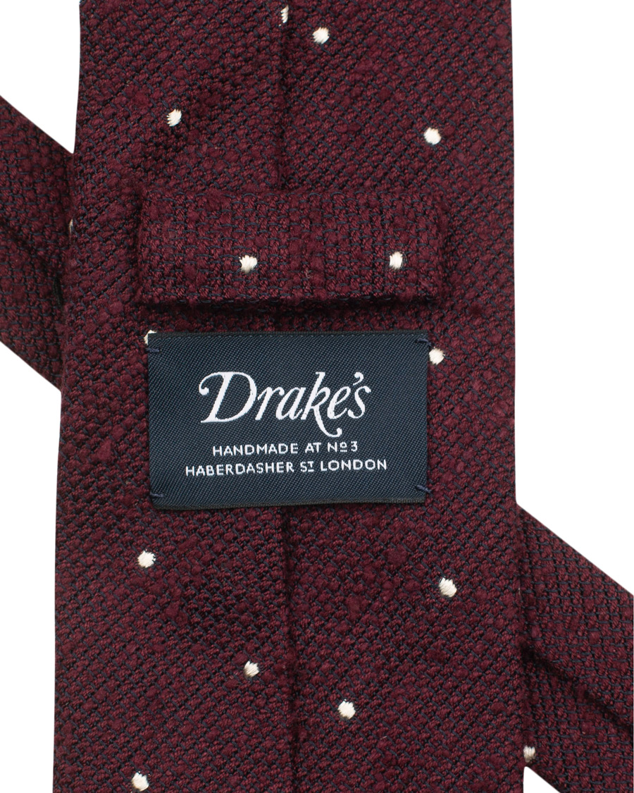 Herren | Drake's Woven Silk Grenadine Dot Tie 8 cm Wine | Drake's | Woven Silk Grenadine Dot Tie 8 cm Wine
