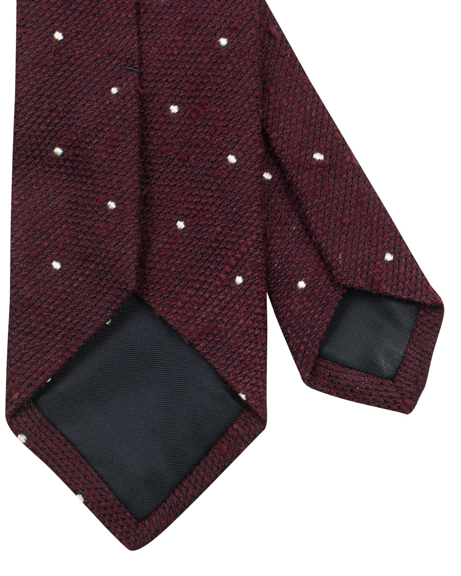 Herren | Drake's Woven Silk Grenadine Dot Tie 8 cm Wine | Drake's | Woven Silk Grenadine Dot Tie 8 cm Wine