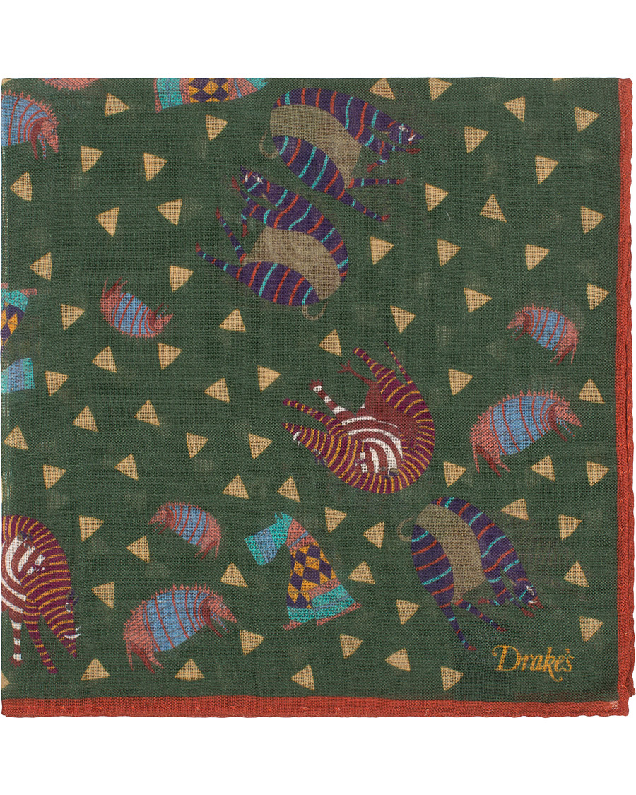 Herren | Drake's Wool/Silk Printed Amarillo Pocket Square Brown | Drake's | Wool/Silk Printed Amarillo Pocket Square Brown