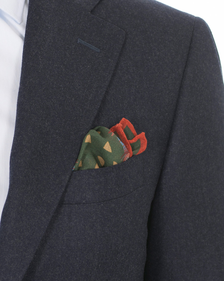 Herren | Drake's Wool/Silk Printed Amarillo Pocket Square Brown | Drake's | Wool/Silk Printed Amarillo Pocket Square Brown