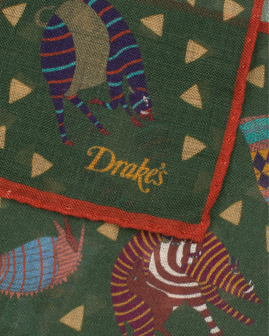 Herren | Drake's Wool/Silk Printed Amarillo Pocket Square Brown | Drake's | Wool/Silk Printed Amarillo Pocket Square Brown