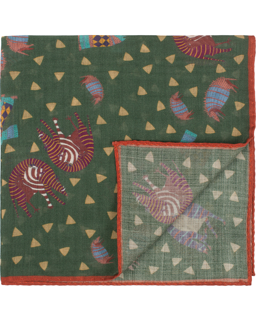 Herren | Drake's Wool/Silk Printed Amarillo Pocket Square Brown | Drake's | Wool/Silk Printed Amarillo Pocket Square Brown