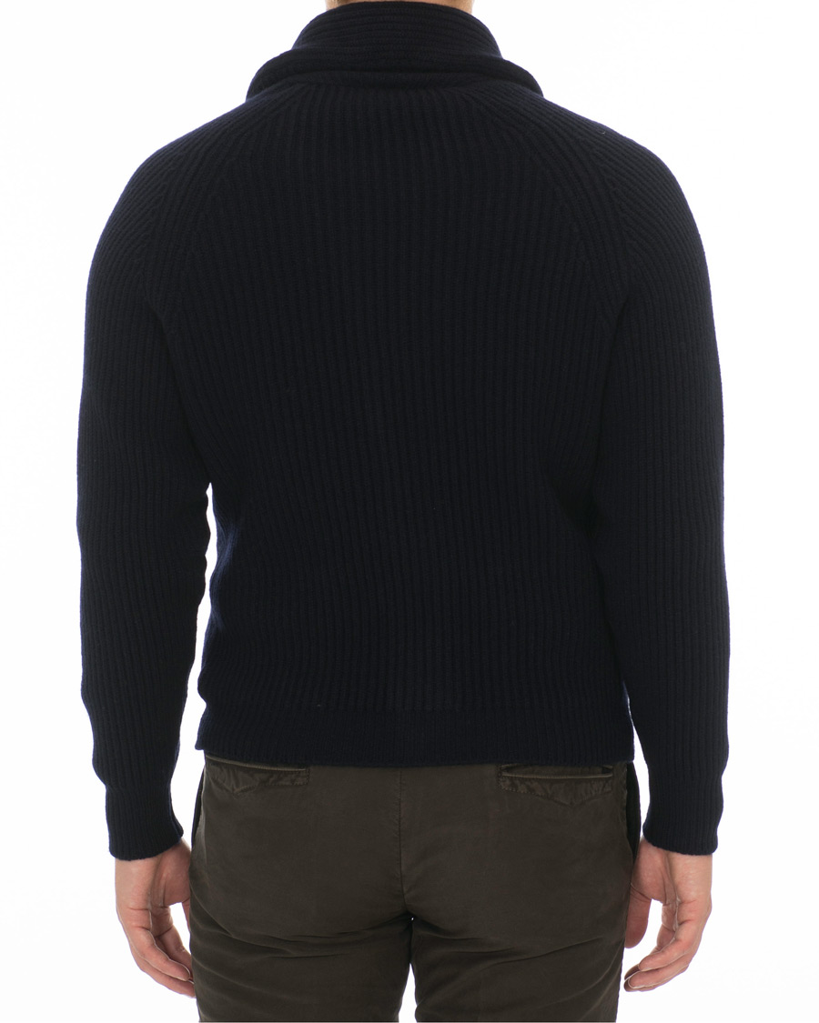 Herren | Pullover | Drake's | Lambswool Shawl Cardigan Navy