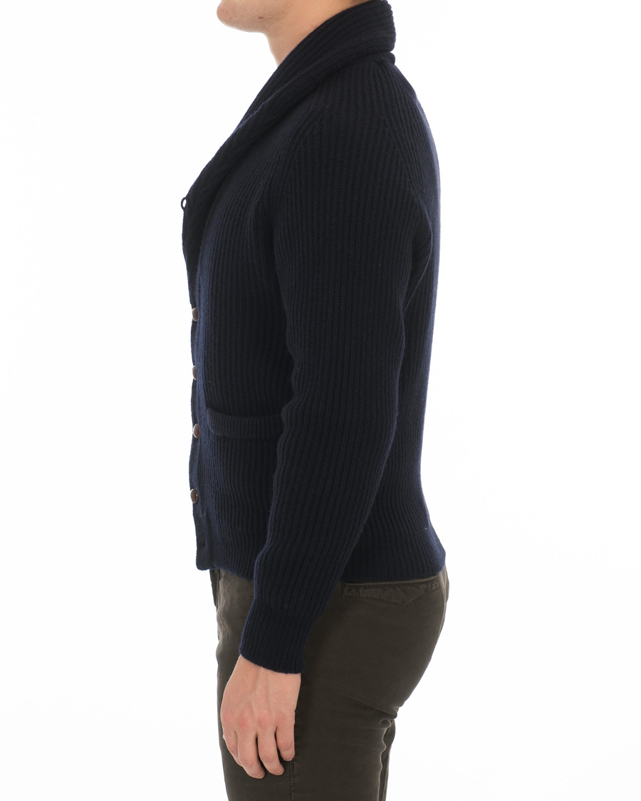 Herren | Pullover | Drake's | Lambswool Shawl Cardigan Navy