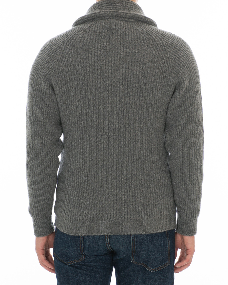 Herren | Pullover | Drake's | Lambswool Shawl Cardigan Grey
