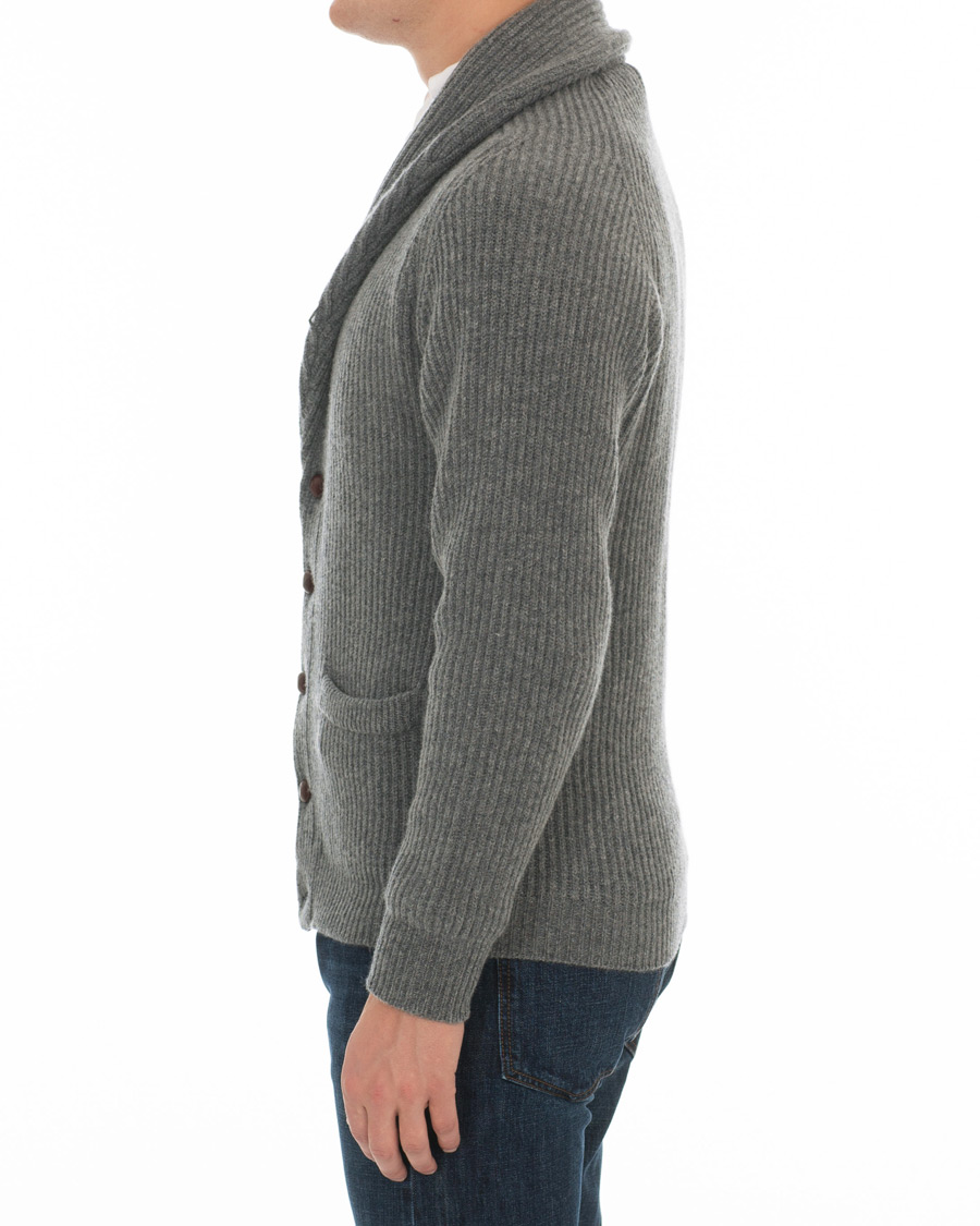 Herren | Pullover | Drake's | Lambswool Shawl Cardigan Grey