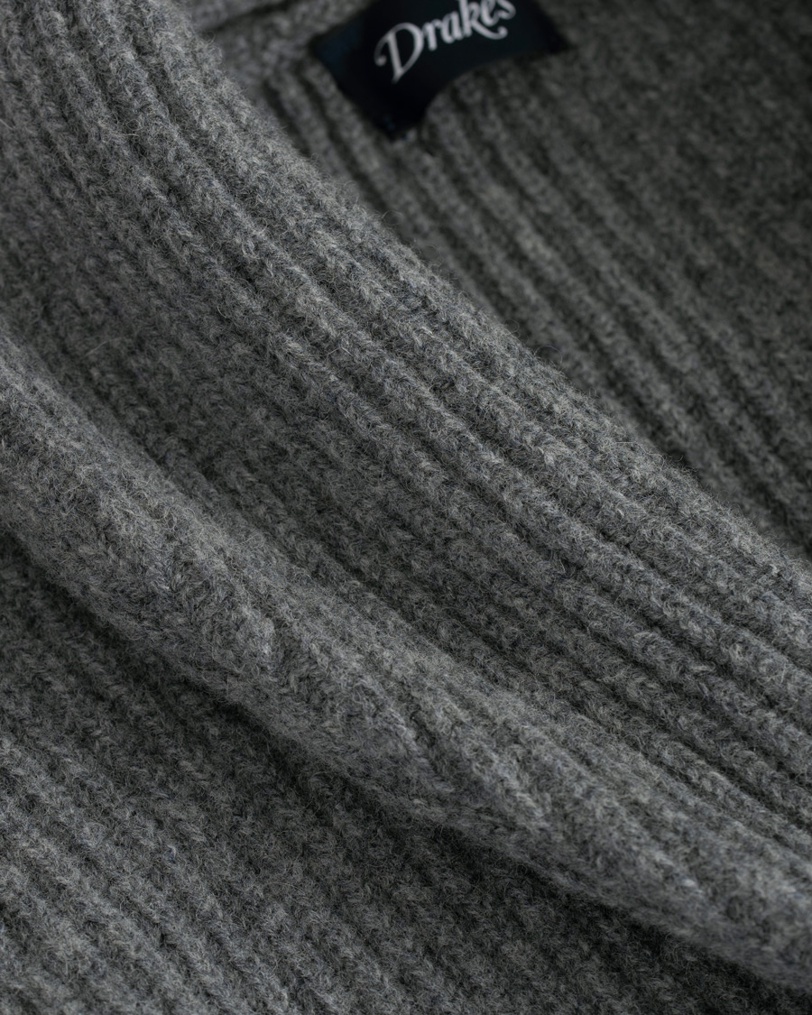 Herren | Pullover | Drake's | Lambswool Shawl Cardigan Grey