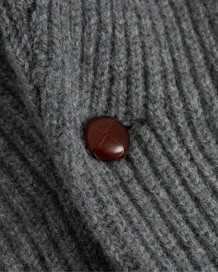 Herren | Pullover | Drake's | Lambswool Shawl Cardigan Grey