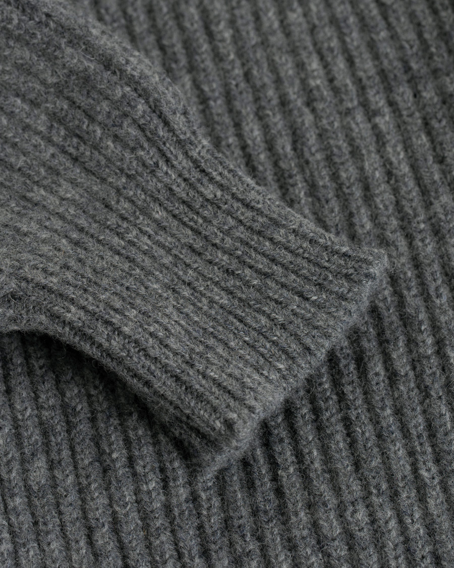 Herren | Pullover | Drake's | Lambswool Shawl Cardigan Grey
