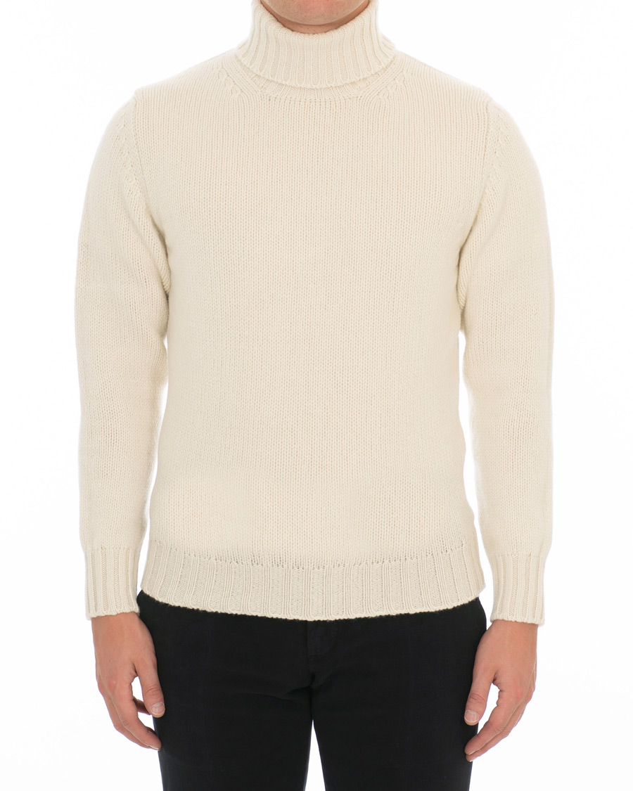 Herren | Pullover | Drake's | Lambswool Rollneck Ecru