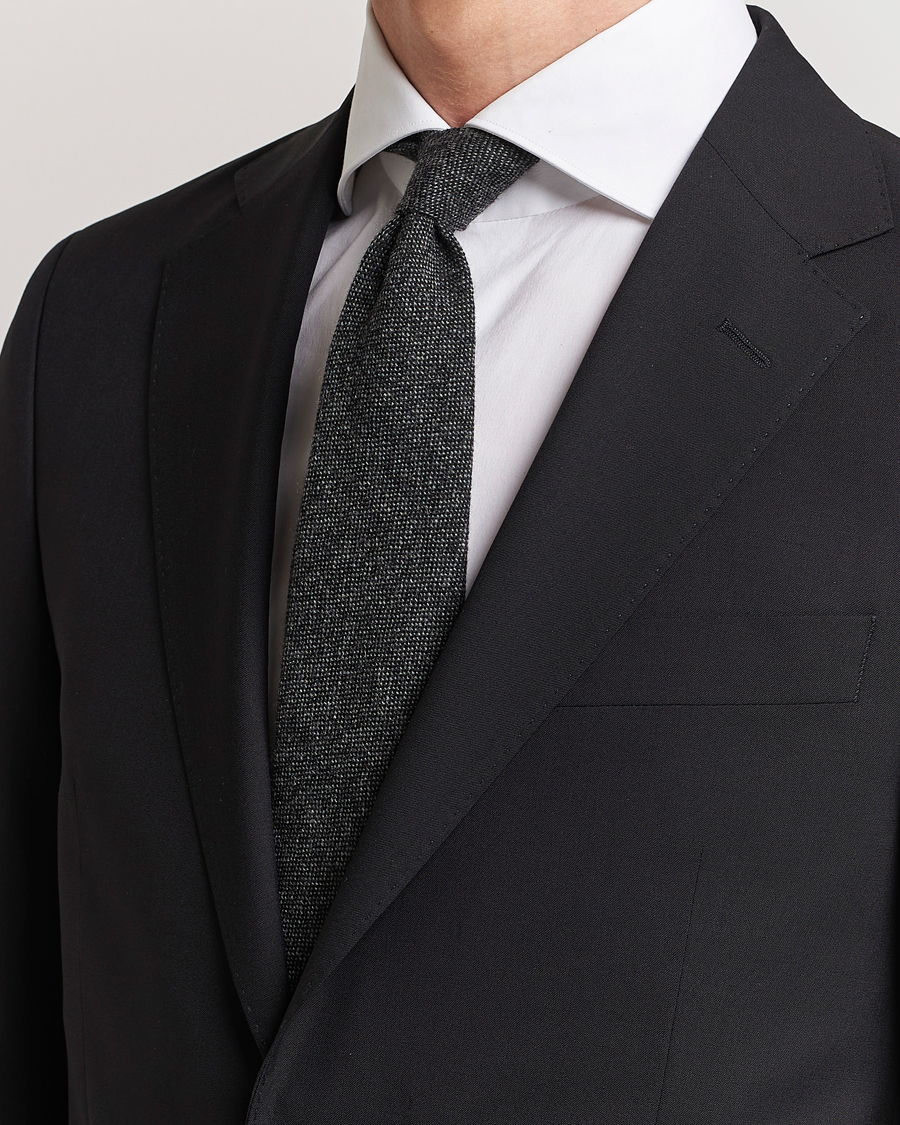 Herren | Business Casual | Drake's | Cashmere 8 cm Tie Grey/Black