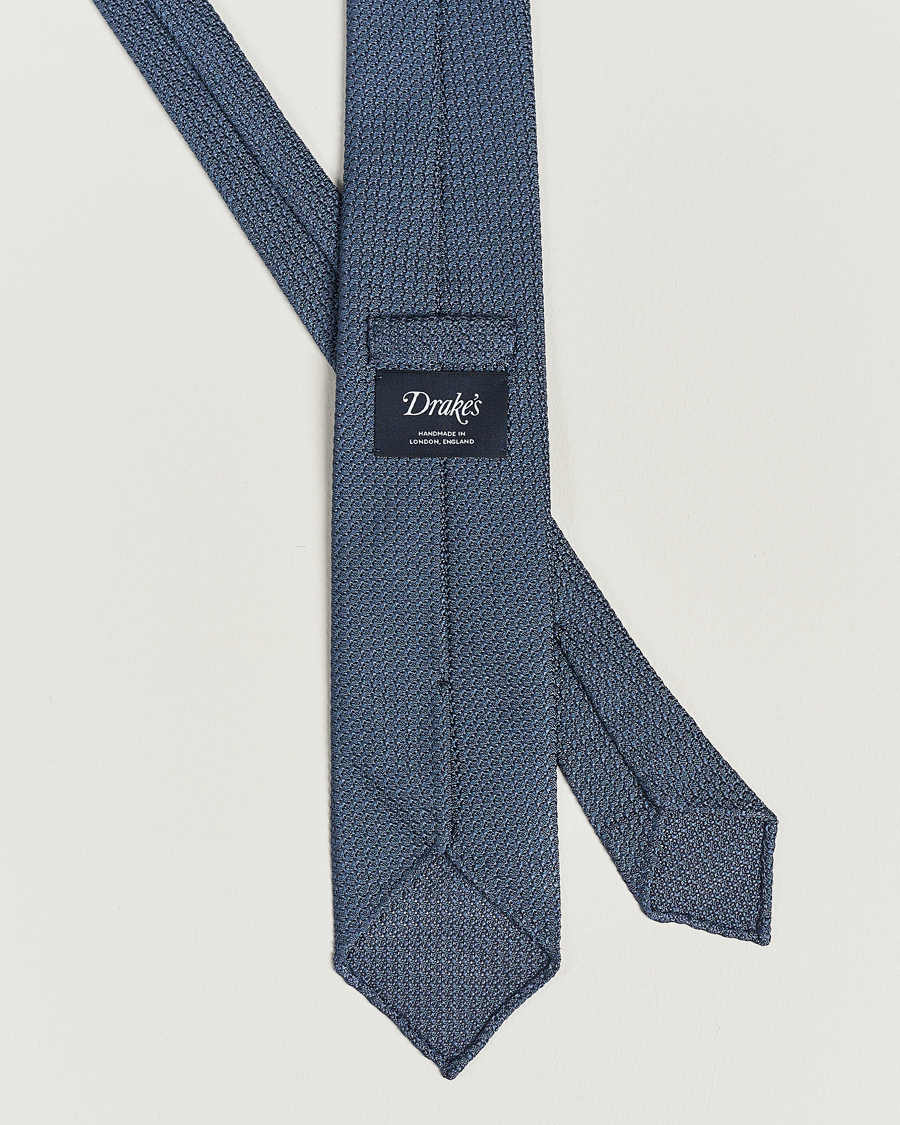 Herren | Drake's Silk Grenadine Handrolled 8 cm Tie Petrol Blue | Drake's | Silk Grenadine Handrolled 8 cm Tie Petrol Blue