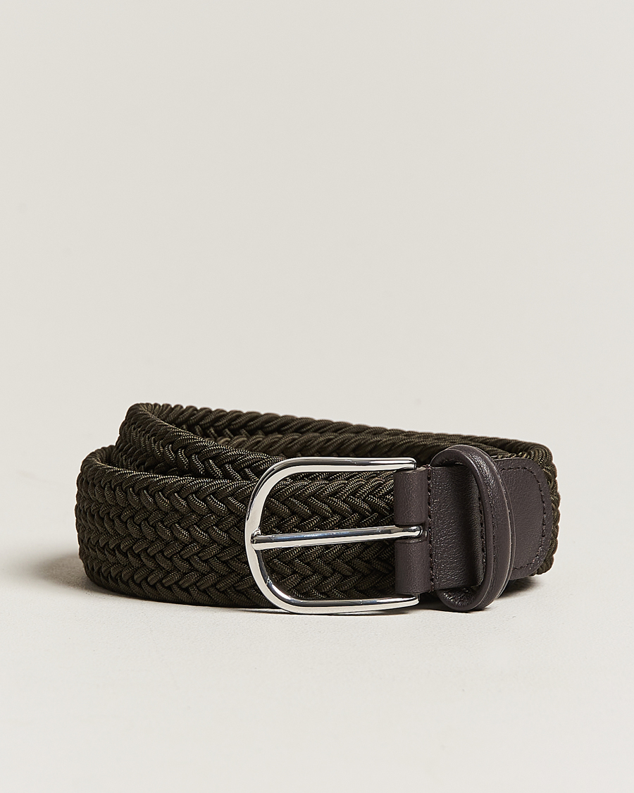 Herren | | Anderson's | Stretch Woven 3,5 cm Belt Green