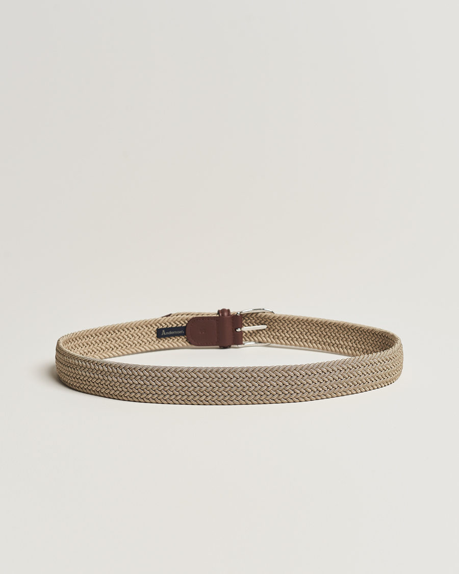 Herren | Accessoires | Anderson's | Stretch Woven 3,5 cm Belt Beige