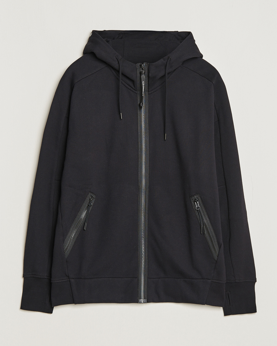 Herren | Pullover | C.P. Company | Diagonal Raised Fleece Full Zip Goggle Hoodie Black