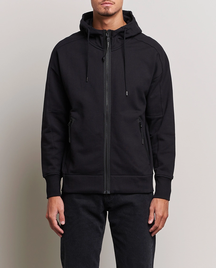 Herren | Sweatshirts | C.P. Company | Diagonal Raised Fleece Full Zip Goggle Hoodie Black