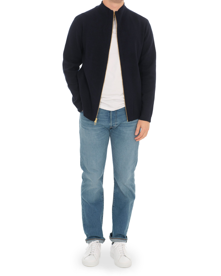 Herren | Pullover | Filippa K | Leon Wool/Cotton Full Zip Cardigan Navy