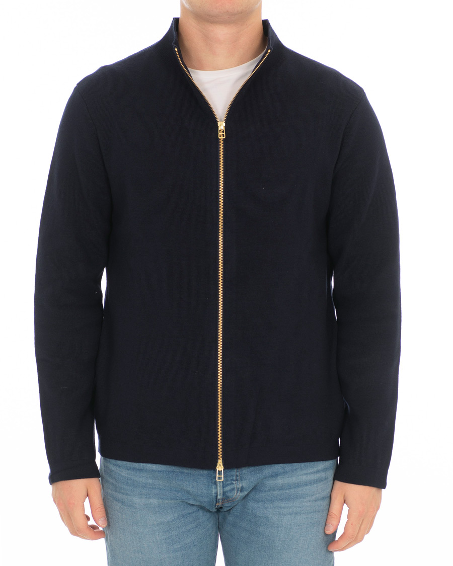 Herren | Pullover | Filippa K | Leon Wool/Cotton Full Zip Cardigan Navy