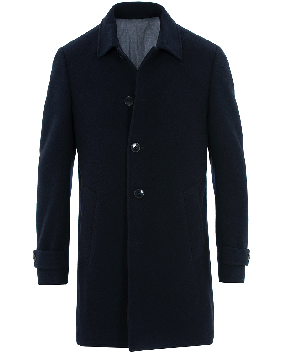 Herren | Jacken | Hackett | Washed Wool Twill Coat Navy