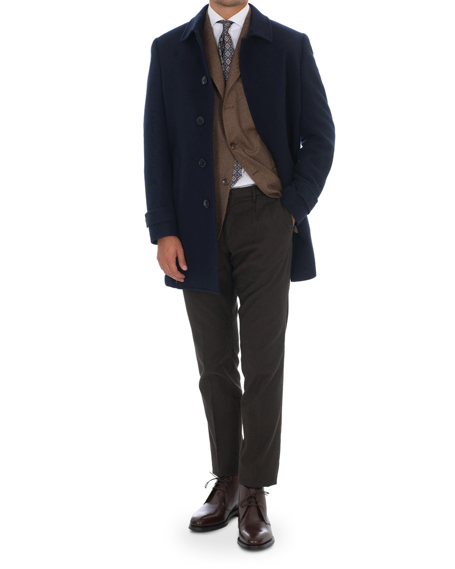 Herren | Jacken | Hackett | Washed Wool Twill Coat Navy