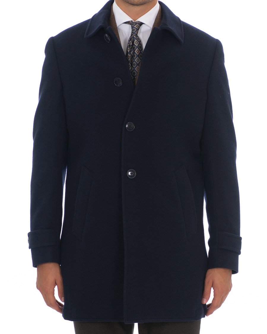 Herren | Jacken | Hackett | Washed Wool Twill Coat Navy