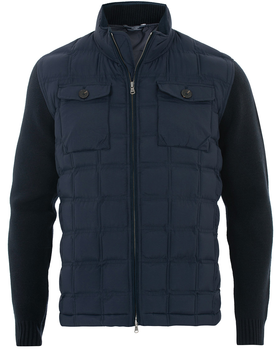 Herren | Jacken | Hackett | Hybrid Nylon Knitted Jacket Navy