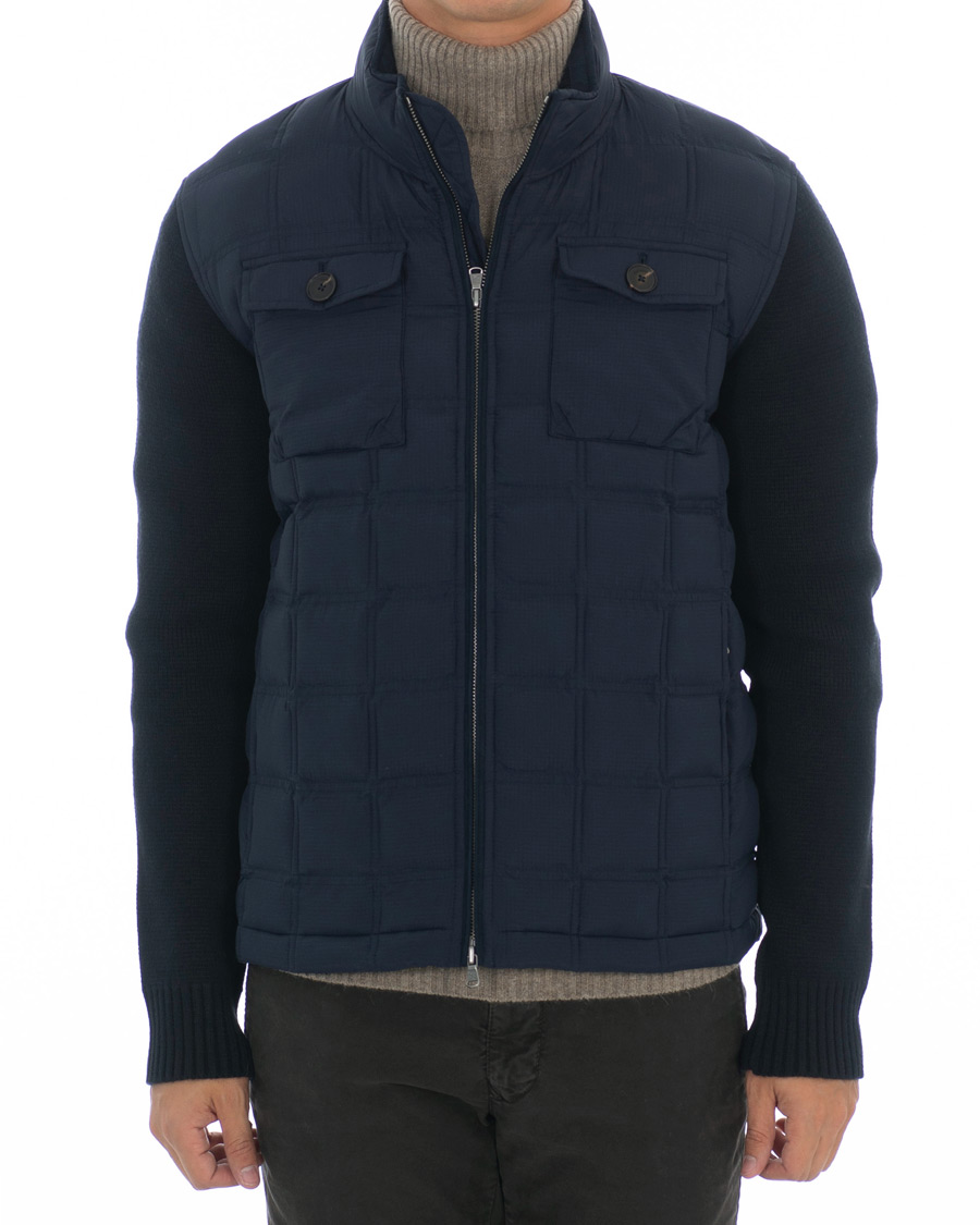 Herren | Jacken | Hackett | Hybrid Nylon Knitted Jacket Navy