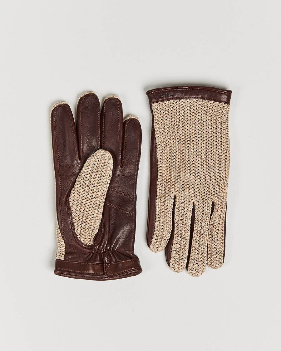 Herren | Business & Beyond | Hestra | Adam Crochet Wool Lined Glove Chestnut/Beige