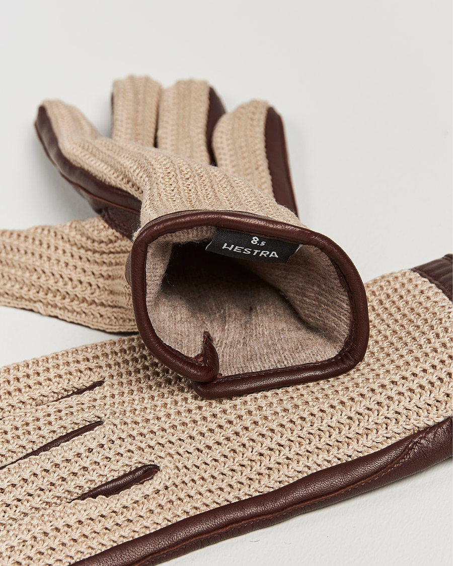 Herren | Wärmende Accessoires | Hestra | Adam Crochet Wool Lined Glove Chestnut/Beige