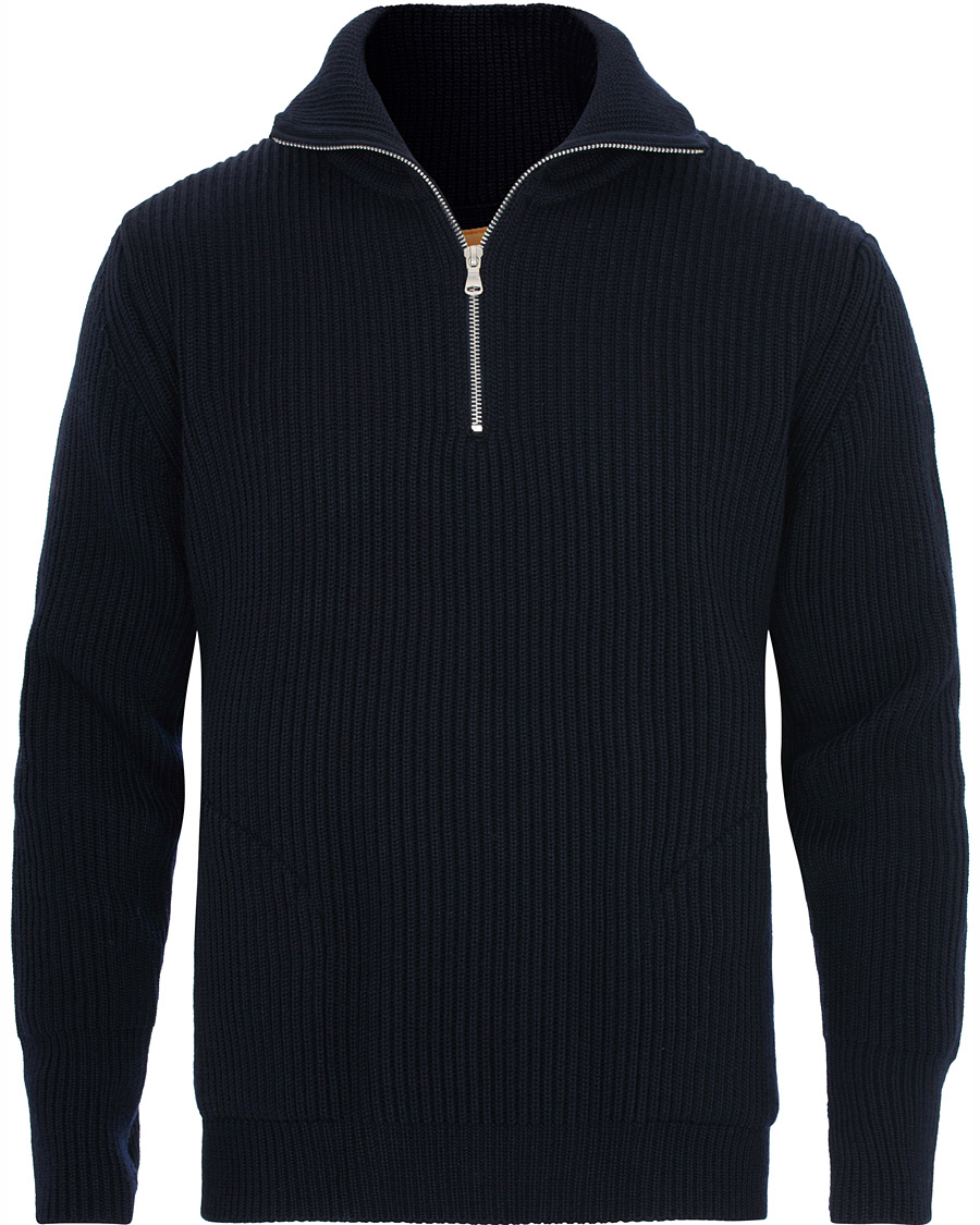 Herren | Pullover | Andersen-Andersen | Navy Half Zip Pockets Sweater Navy Blue