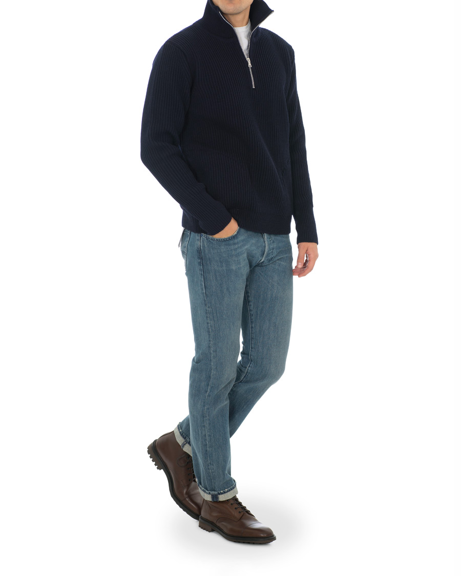 Herren | Pullover | Andersen-Andersen | Navy Half Zip Pockets Sweater Navy Blue