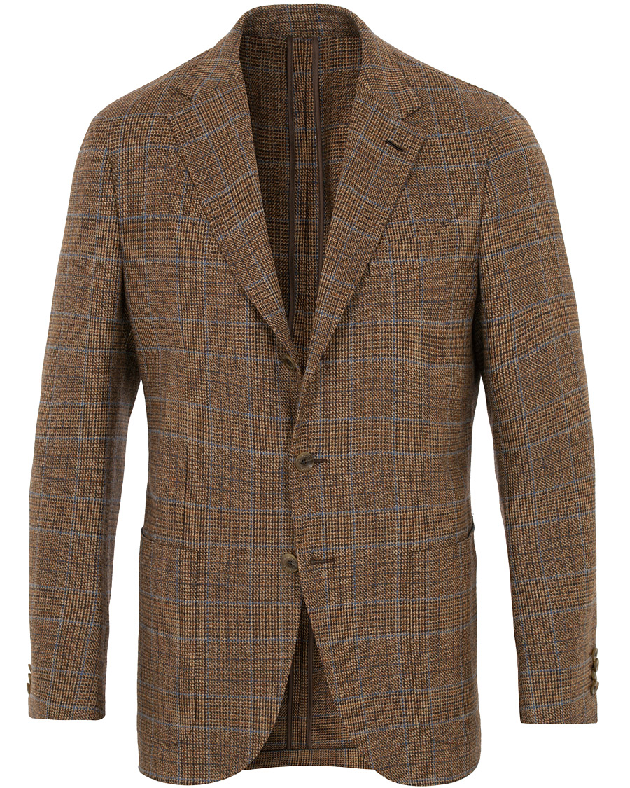 Herren | Sakkos | Caruso | Butterfly Checked Wool Blazer Light Brown