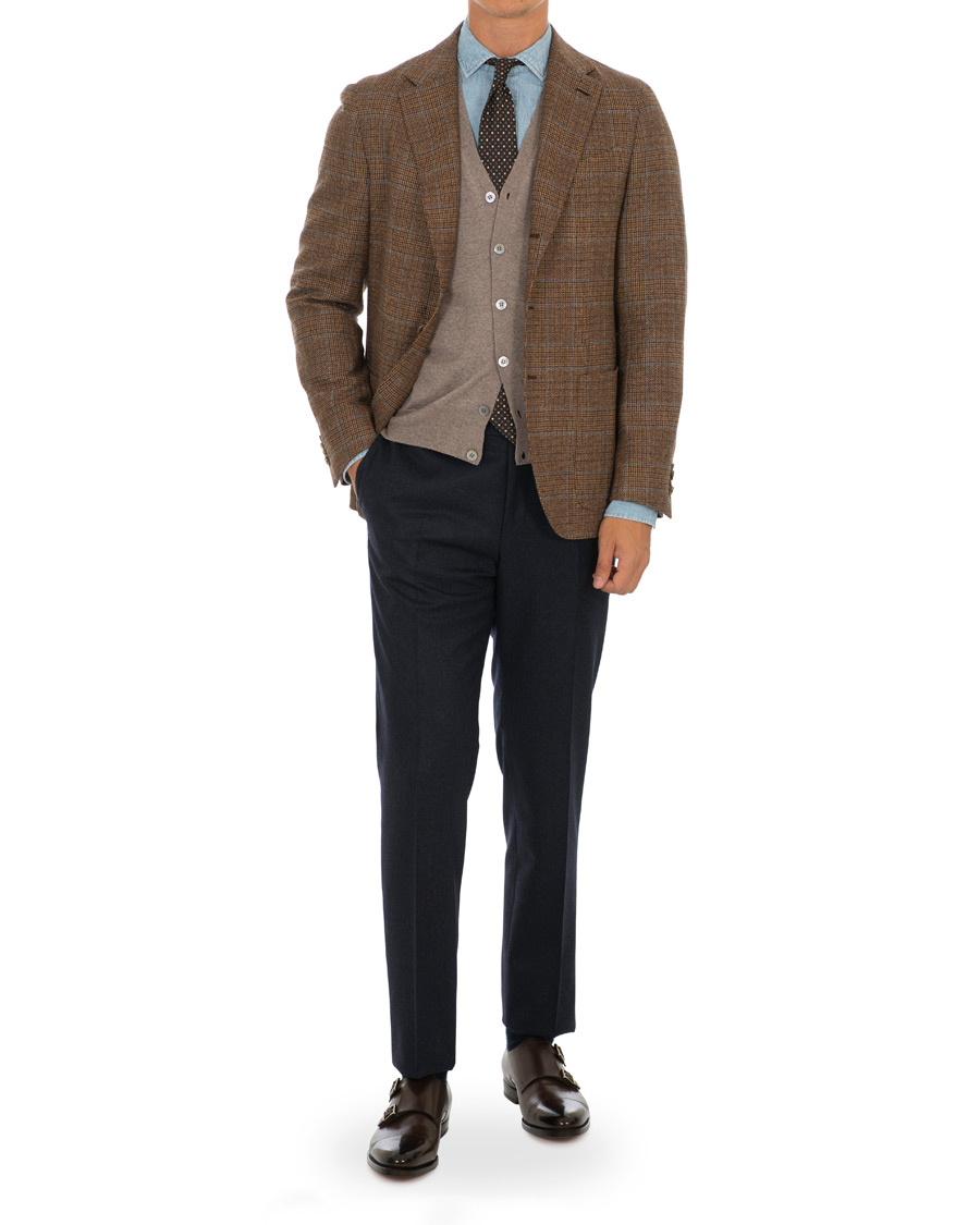 Herren | Sakkos | Caruso | Butterfly Checked Wool Blazer Light Brown