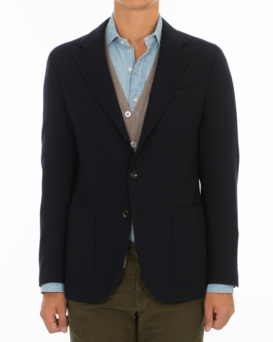 Herren | Sakkos | Caruso | Butterfly Textured Wool Blazer Navy