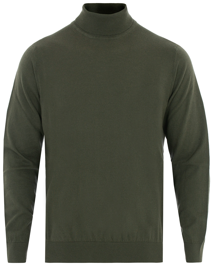 Herren | Pullover | Caruso | Cotton/Cashmere Turtleneck Sweater Dark Green