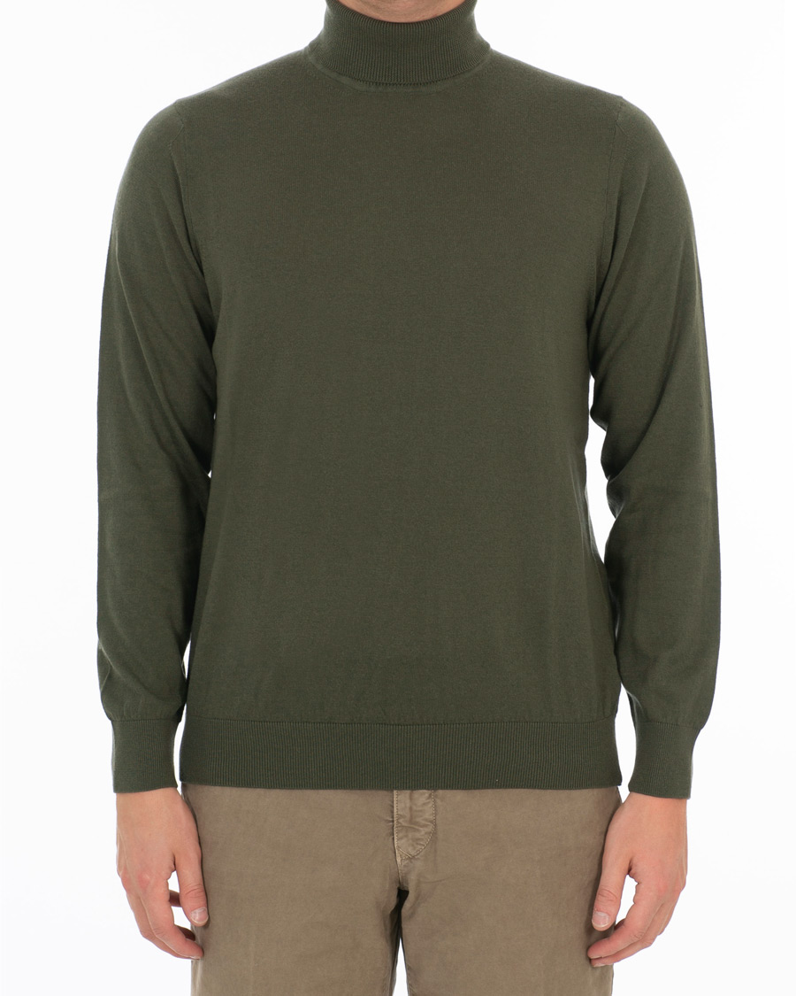 Herren | Pullover | Caruso | Cotton/Cashmere Turtleneck Sweater Dark Green